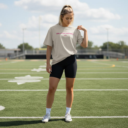 Girl's Play Football ⎸ Embroidered Heavyweight Tee