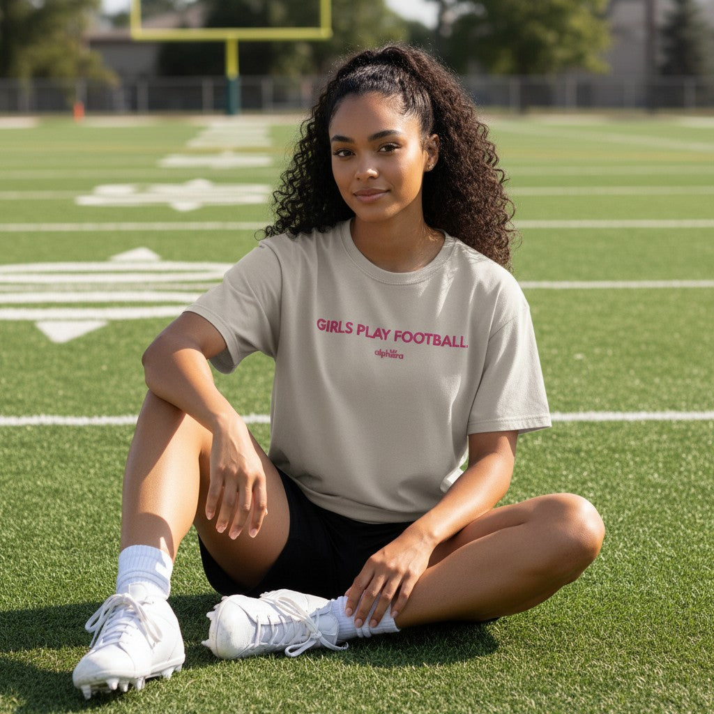 Girl's Play Football ⎸ Embroidered Heavyweight Tee