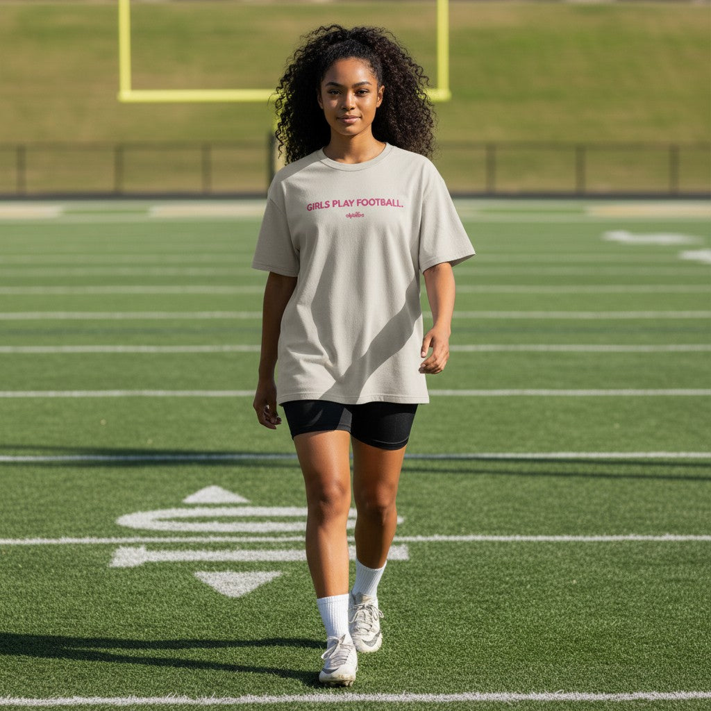 Girl's Play Football ⎸ Embroidered Heavyweight Tee