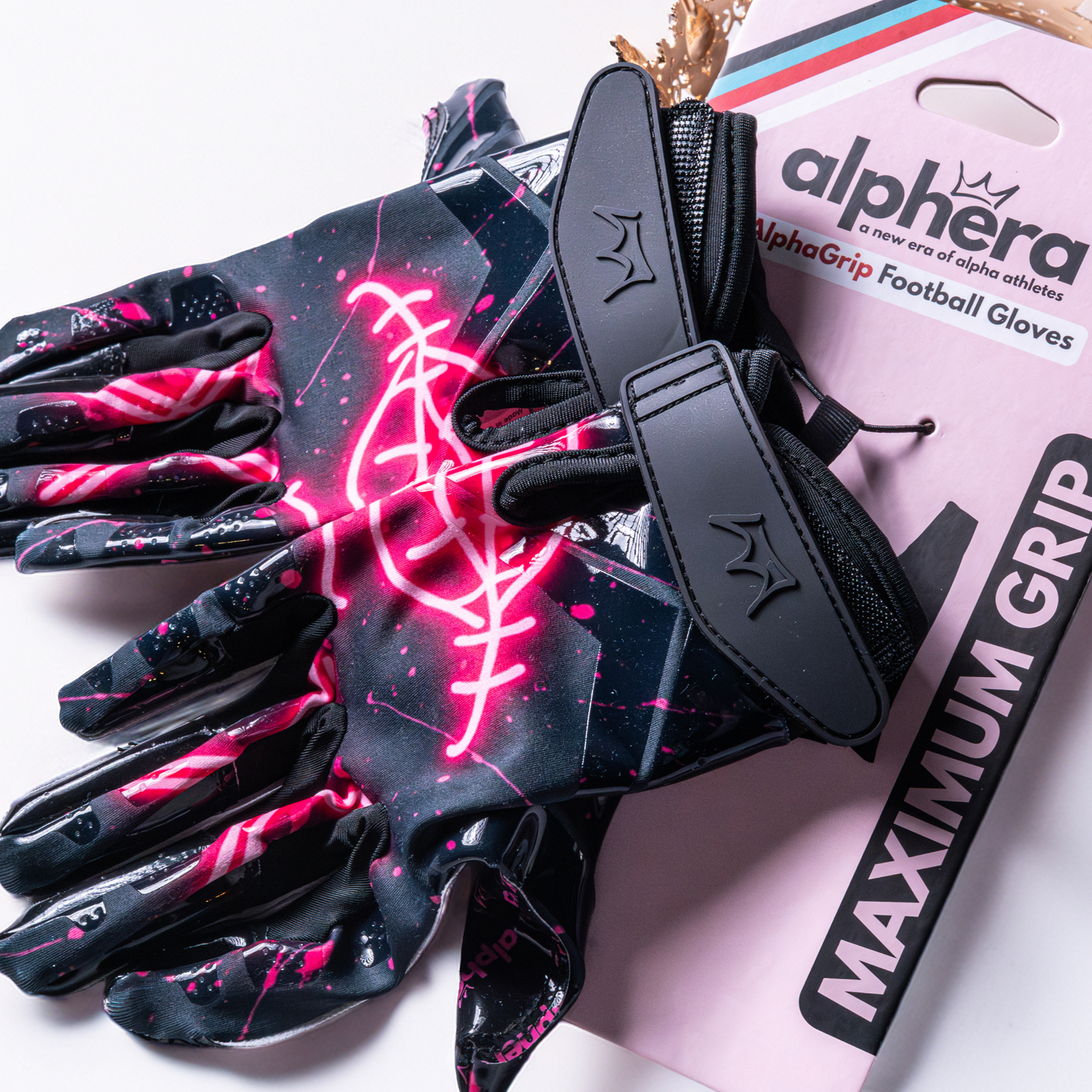 AlphaGrip Football Gloves ⎸ Pink Panic